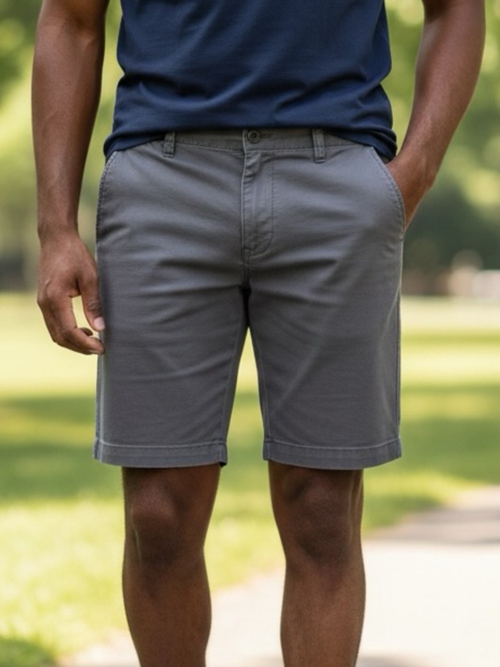 Old Navy Men's Lived-In Straight Flat-Front Shorts Slate Gray 34